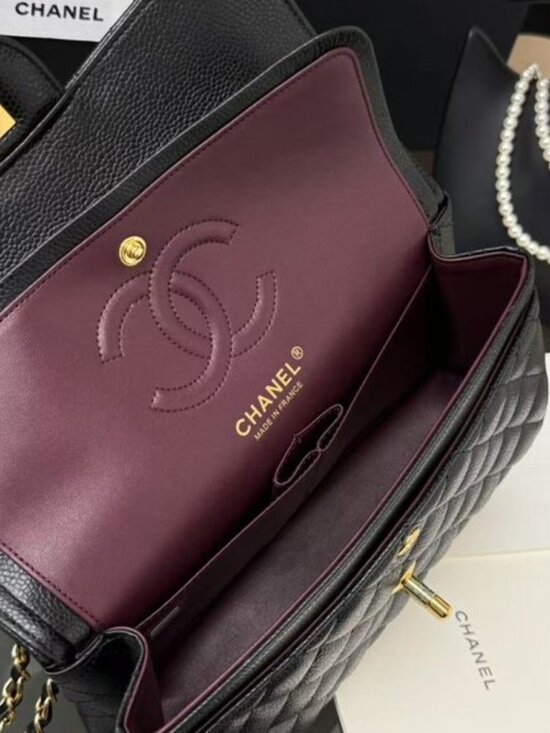 Chanel Classic Cavier Gold Leather Bag - Picture 6 of 8